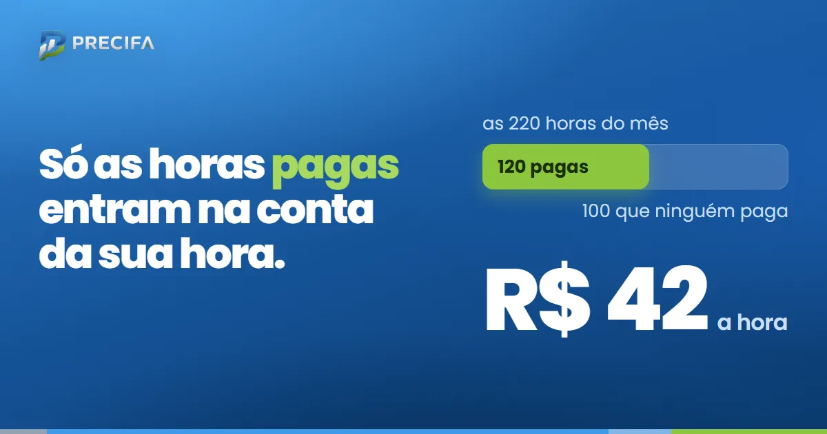 Só as horas pagas entram na conta da sua hora. Das 220 horas do mês, 120 são pagas e 100 ninguém paga: R$ 42 a hora.